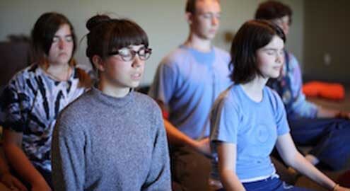 Teens meditating